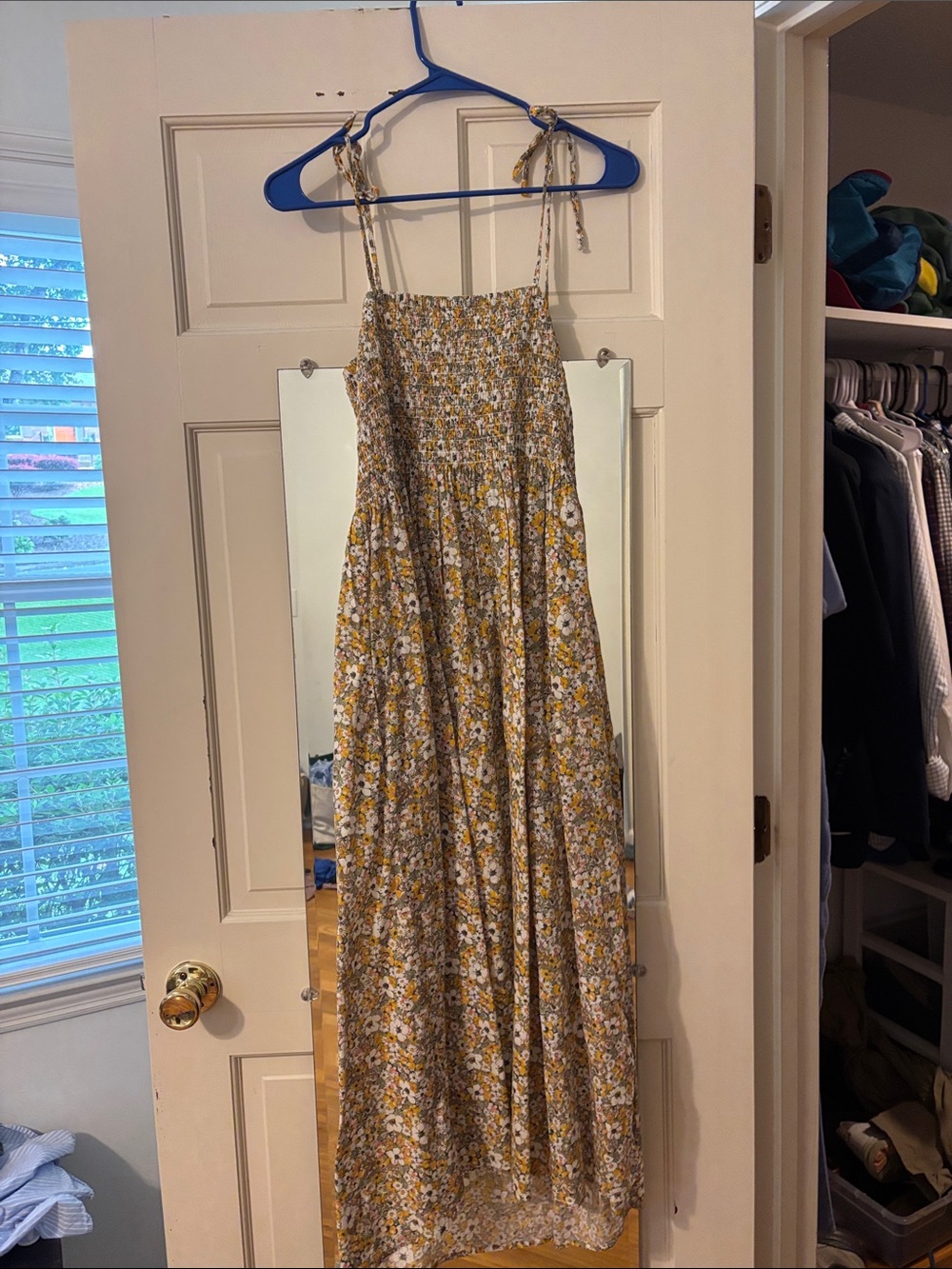 Frye Yellow Floral Tie-Shoulder Maxi Dress
